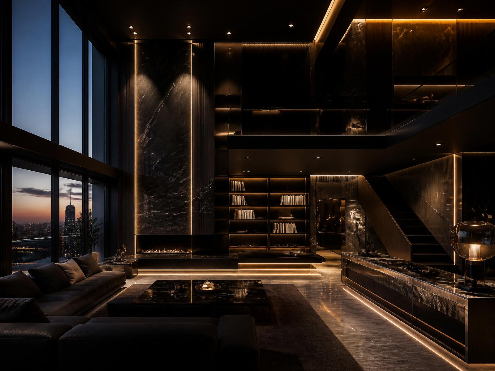 Luxury living room after AI lighting